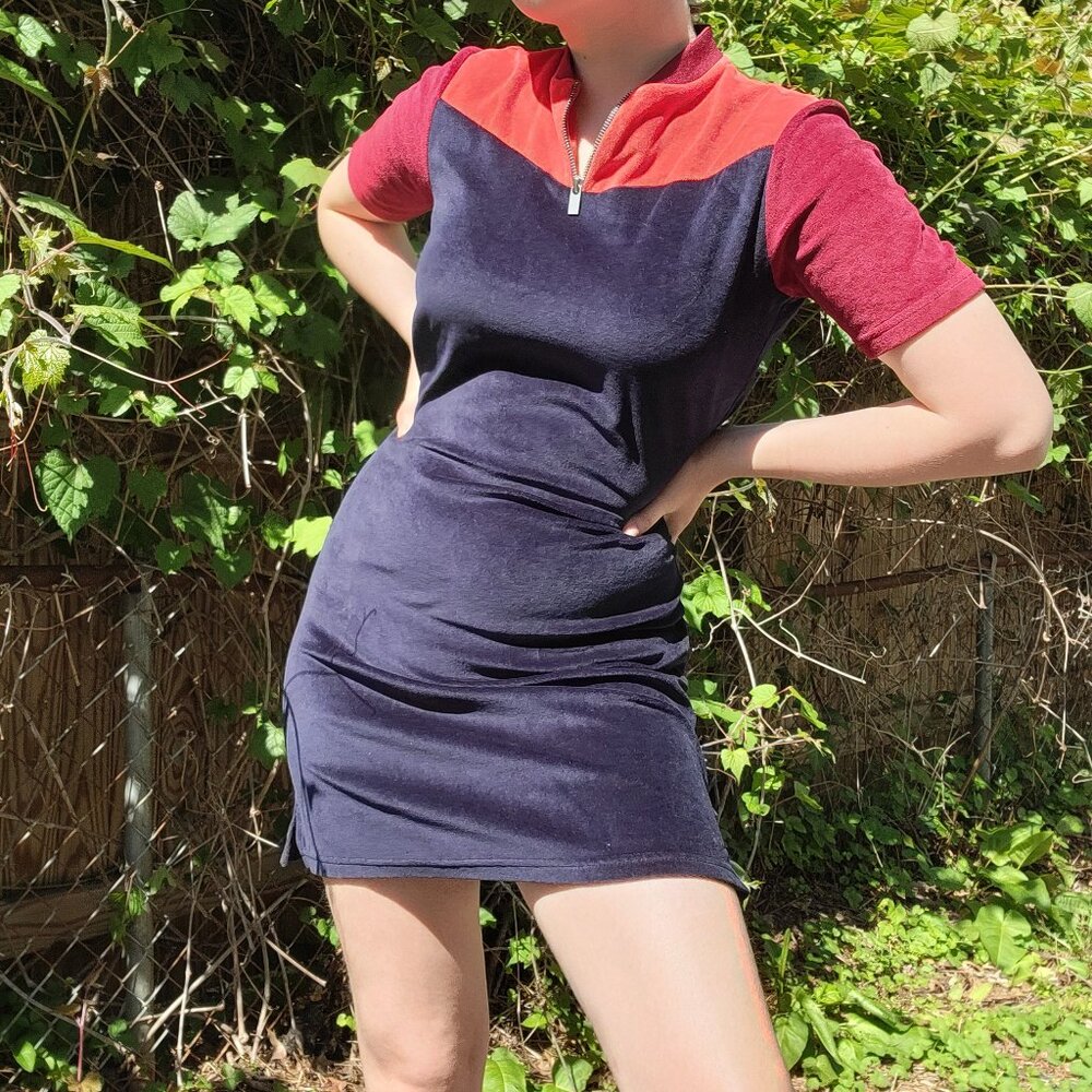 【 Scotch & Soda Maison Scotch velvet mod colorblock shift dress 】